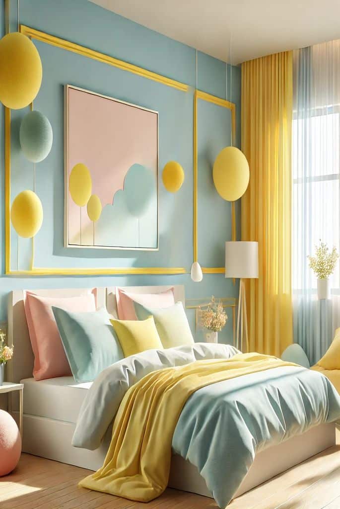 Light Blue and Pastel Yellow