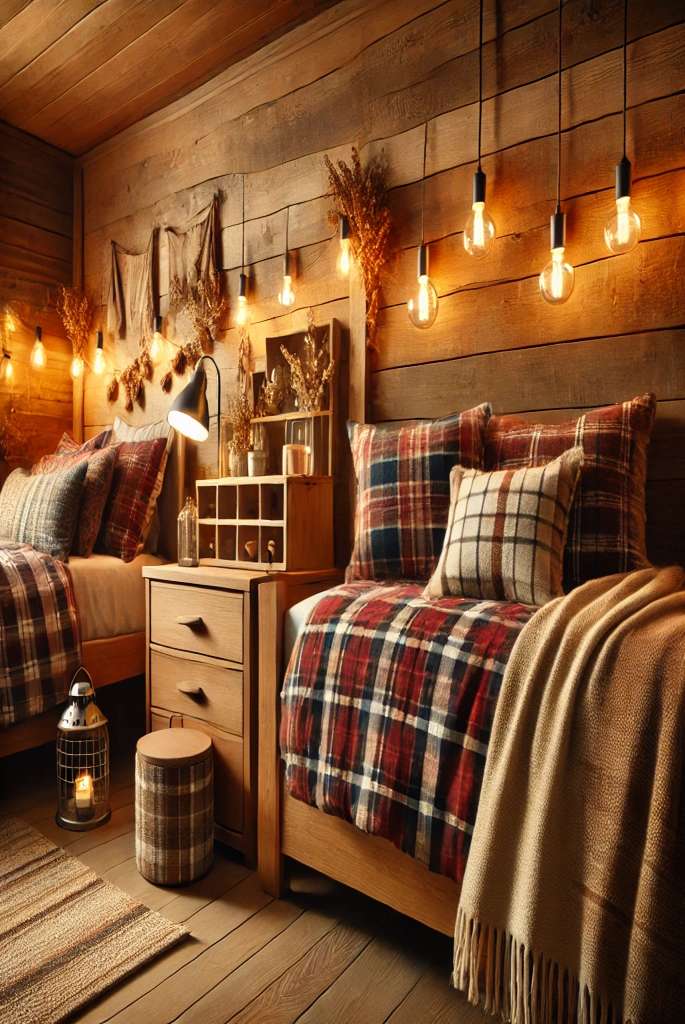 rustic-themed dorm room