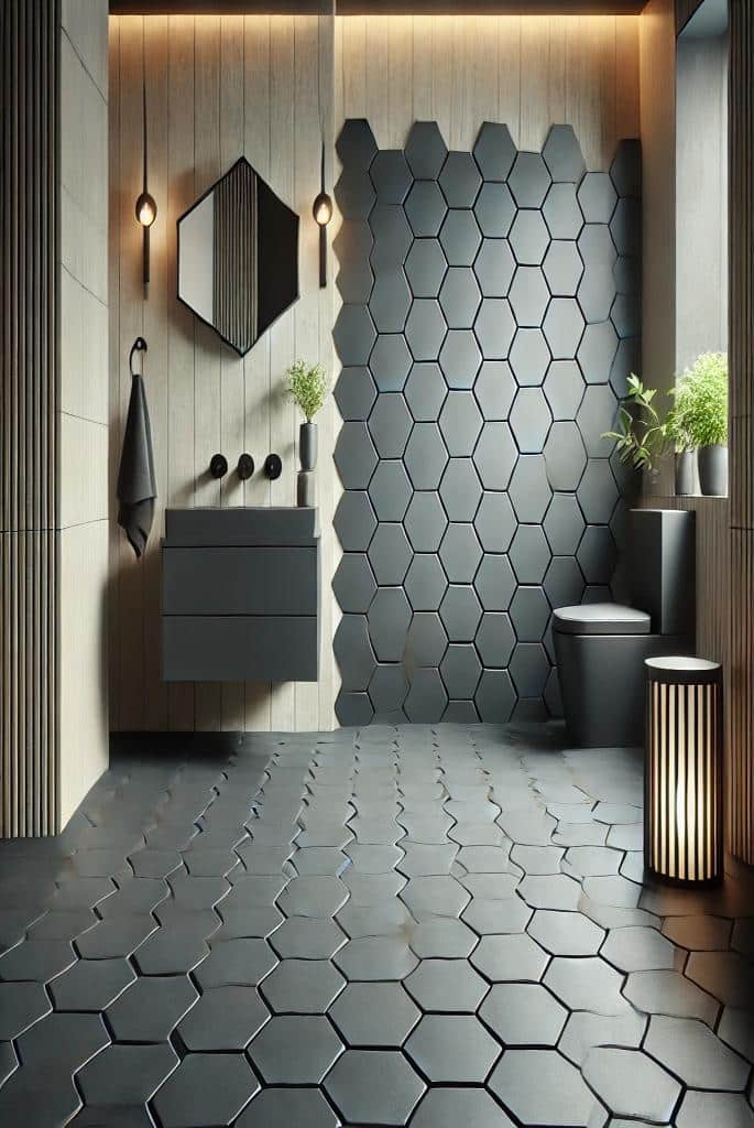 Black Hexagonal Flooring