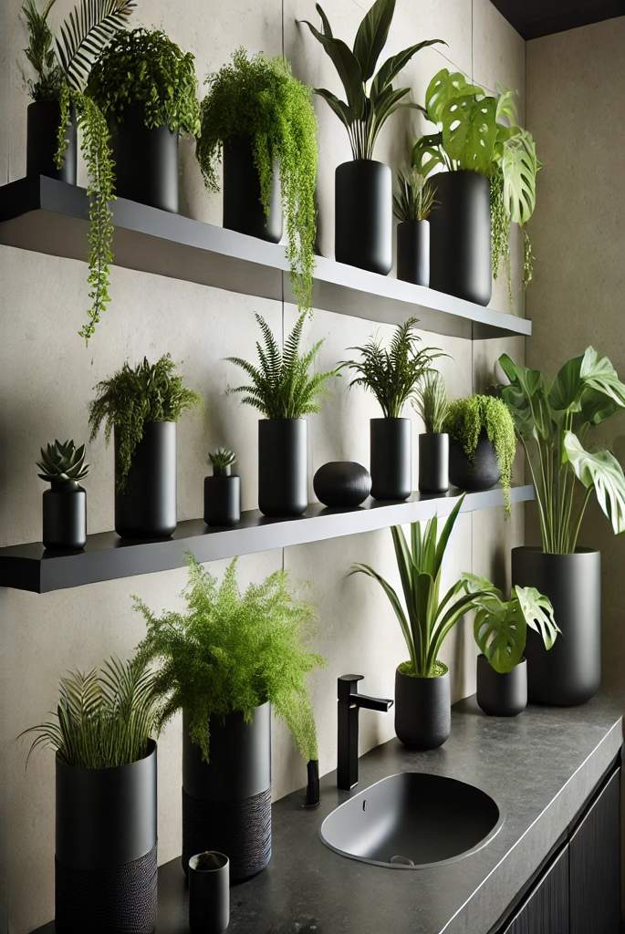 Black Plants and Pots