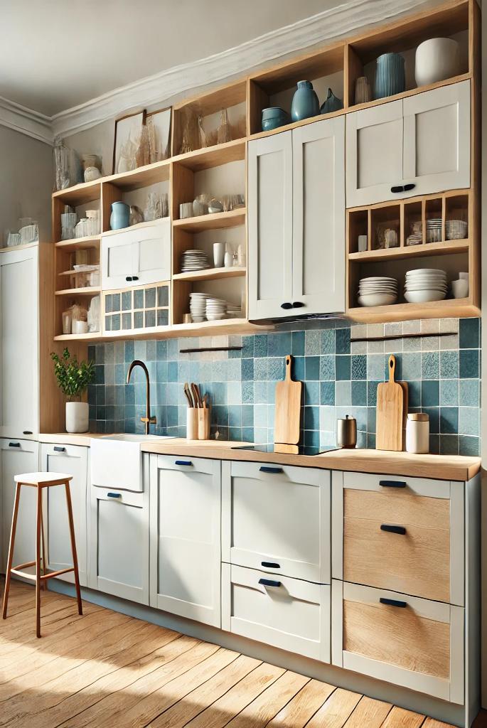 Blue Accents with Light Cabinets