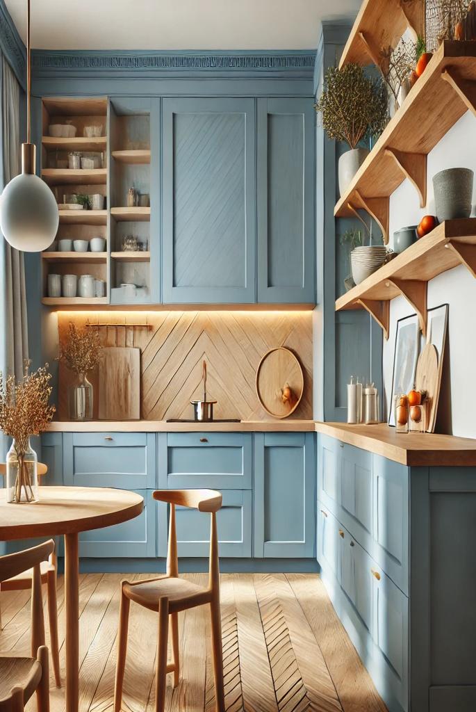 Blue and Wood Accents