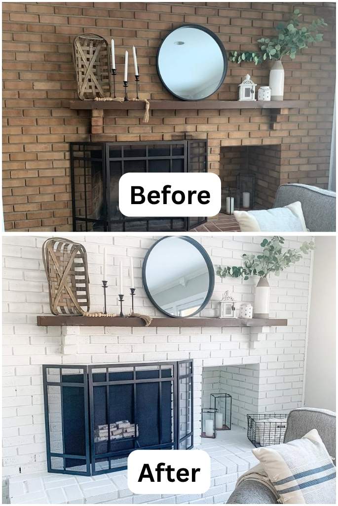 Brick Fireplace Glow-Up after