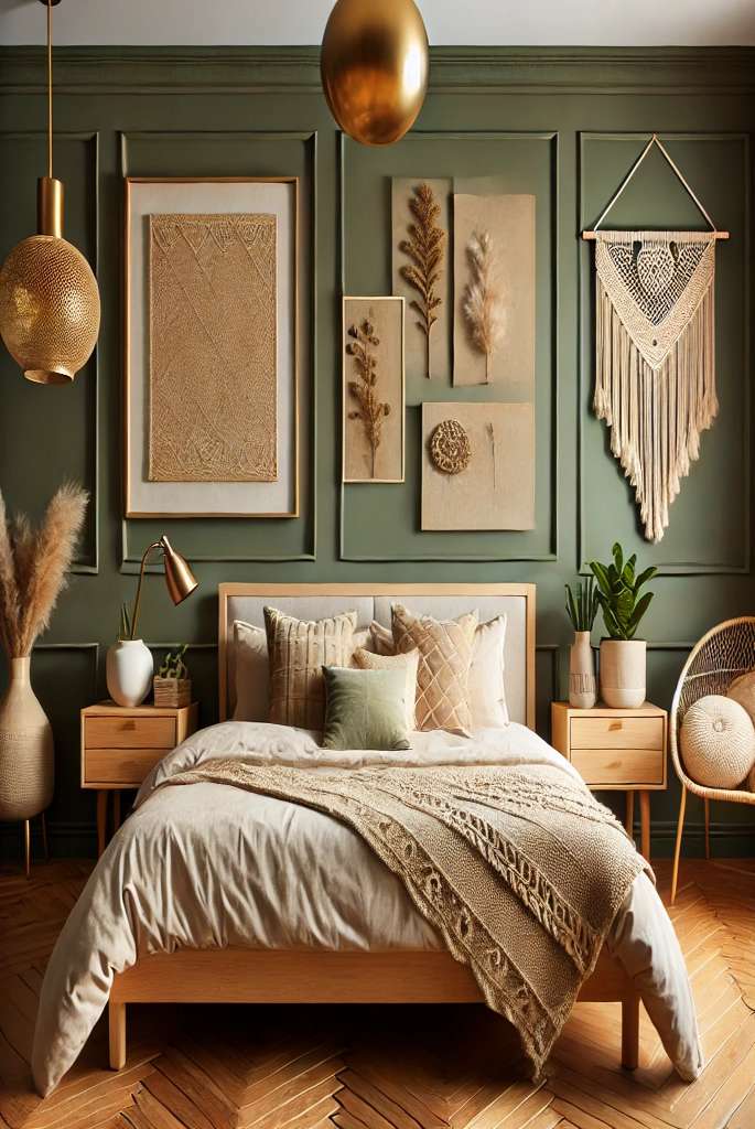 Classic Olive Green Accent Wall