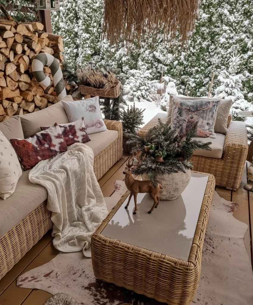 Cozy Winter Patio Seating Decor