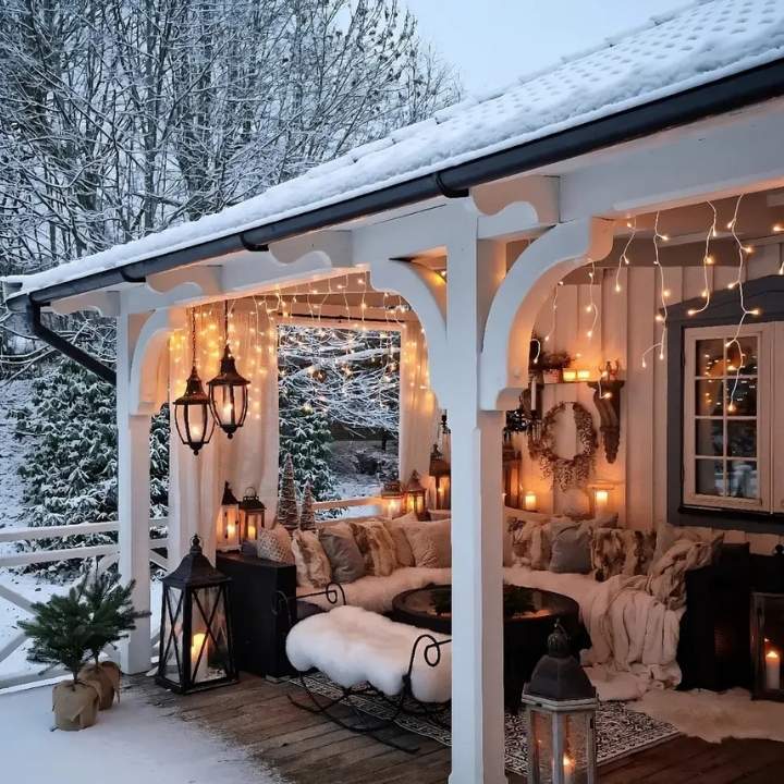 Cozy Winter Porch Glow Decor