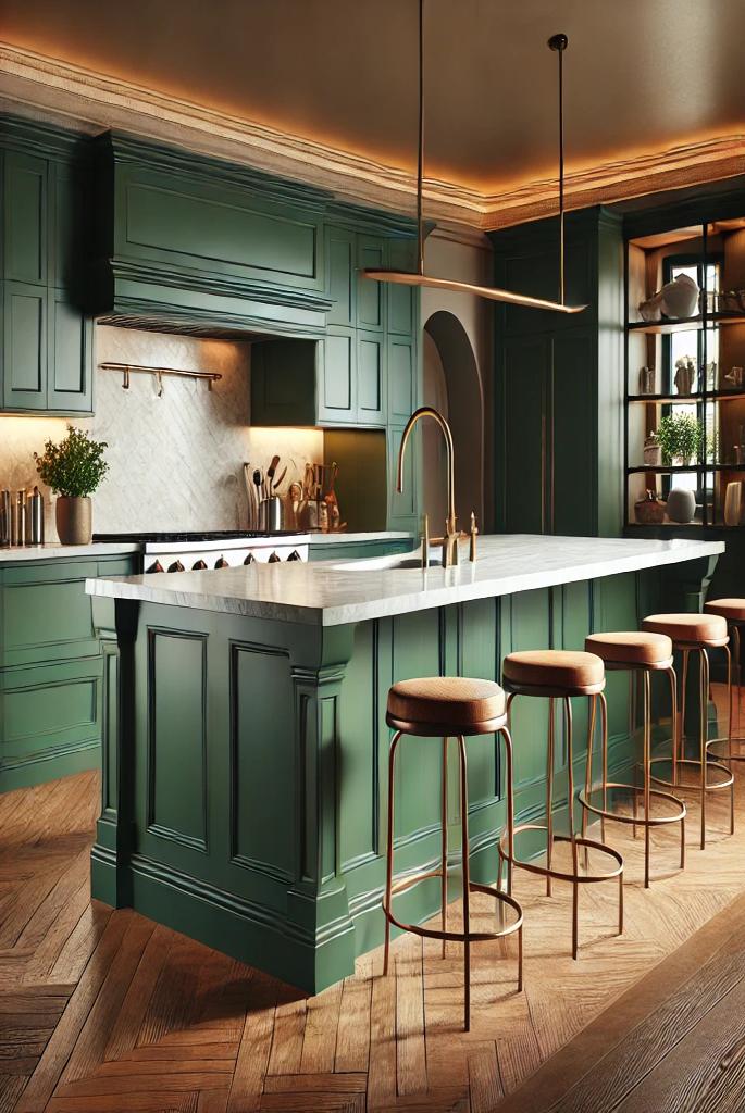 Dark Green Kitchen Islands 