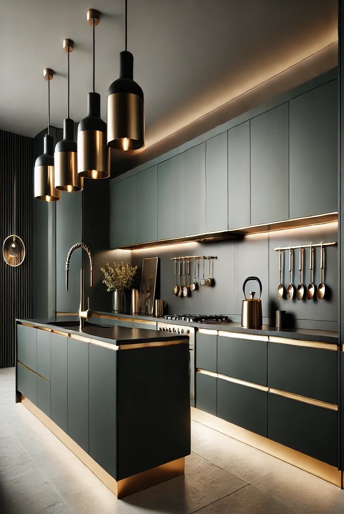 Dark green kitchen design