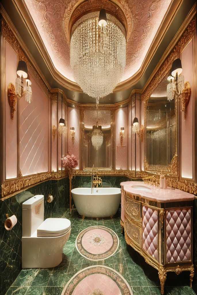 Glamorous Pink and Green Bathroom