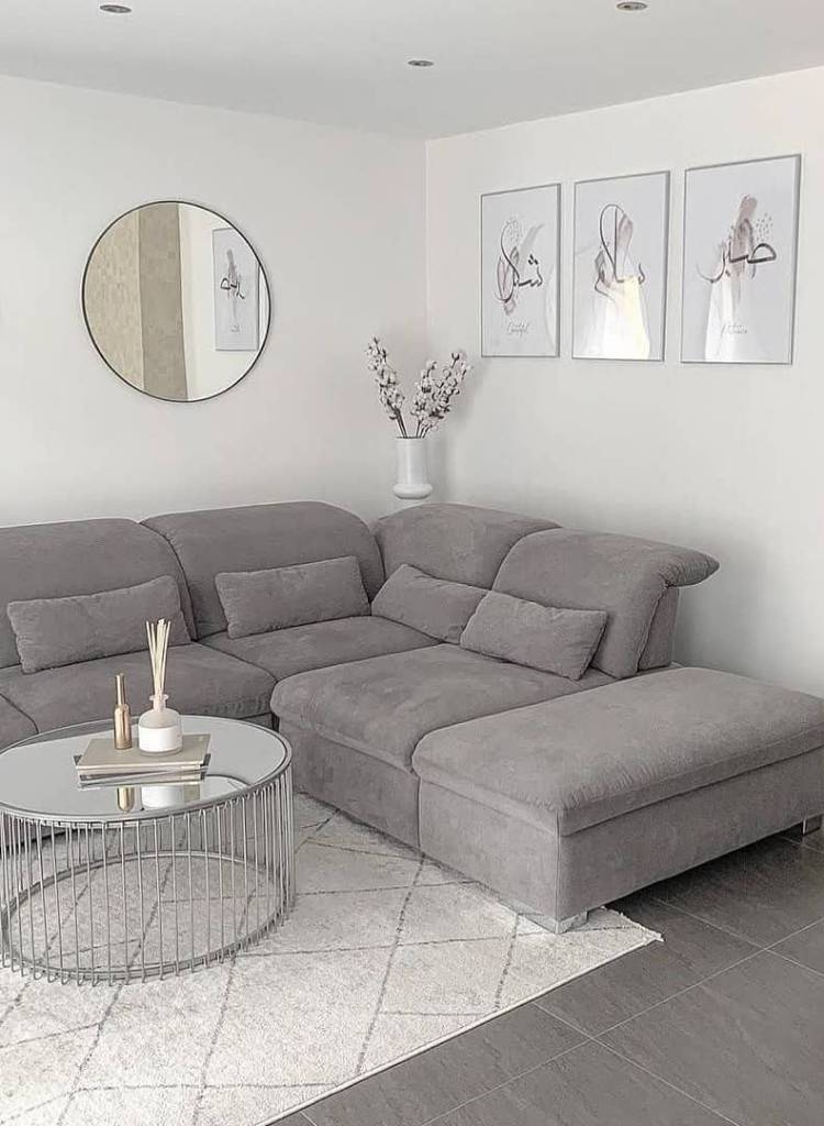 Minimal Gray Sectional with Modern Decor