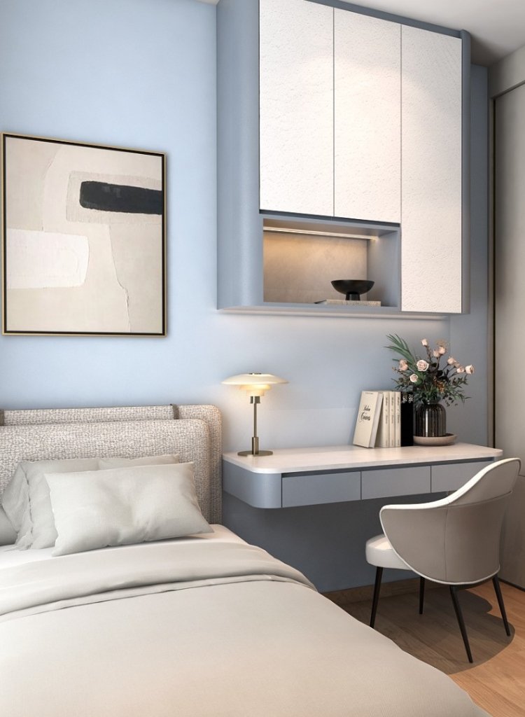 Minimal Light Blue Bedroom