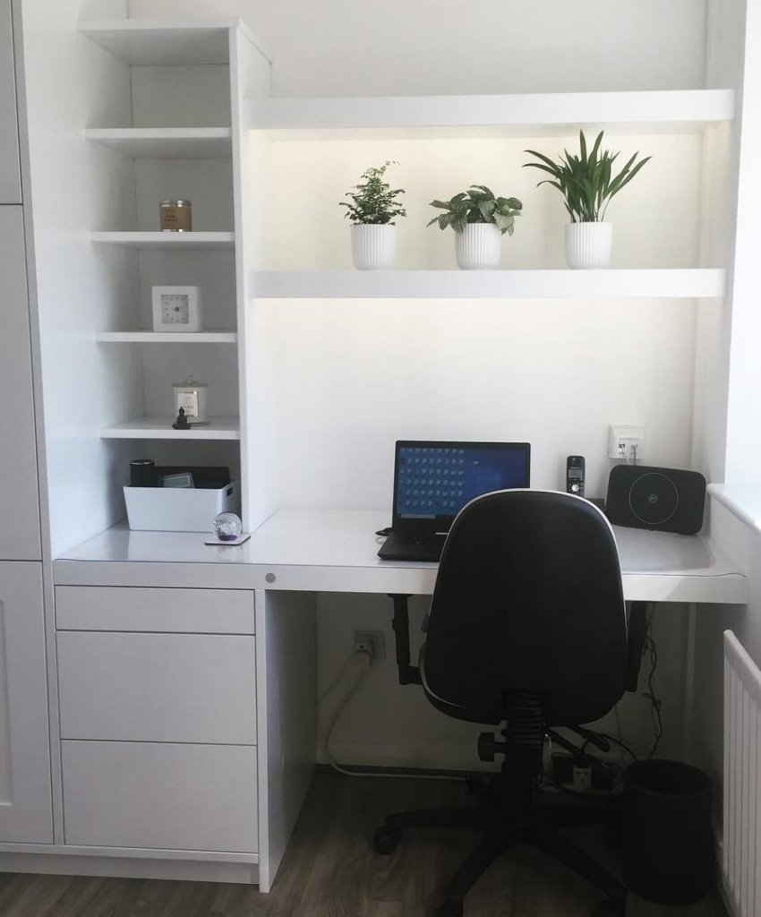 Minimal White Home Office Setup