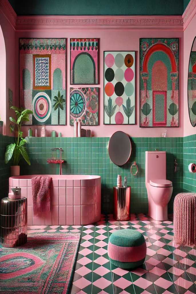 Modern pink and green bathroom ideas