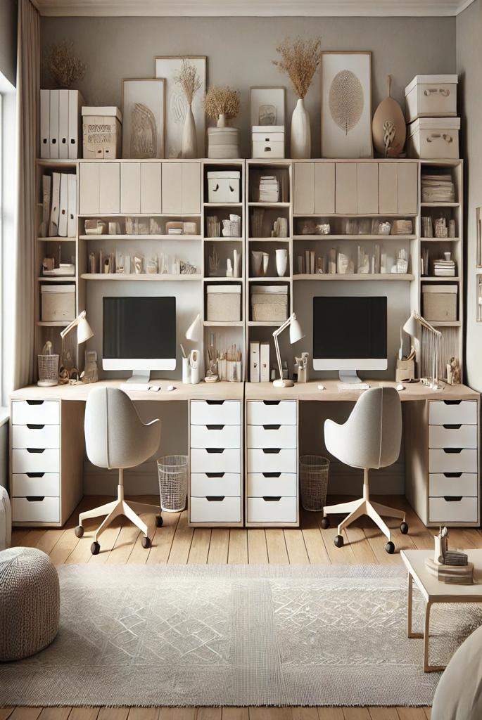 Neutral Home Office for Two