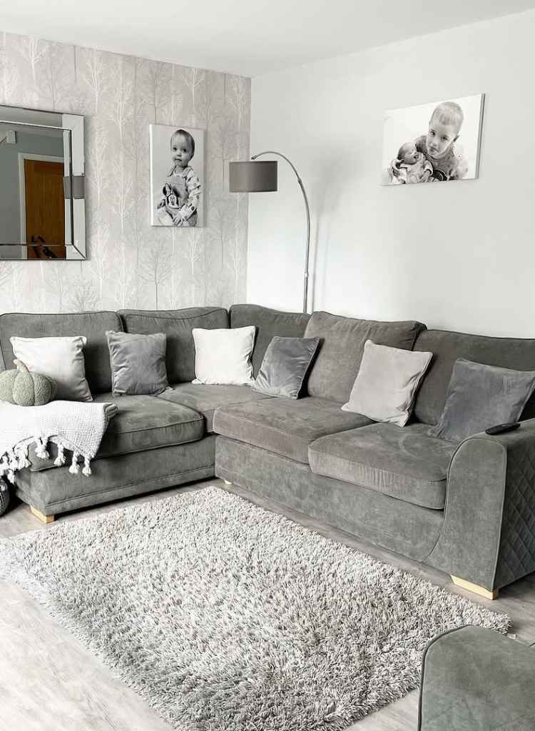 Plush Gray Corner Sofa Setup