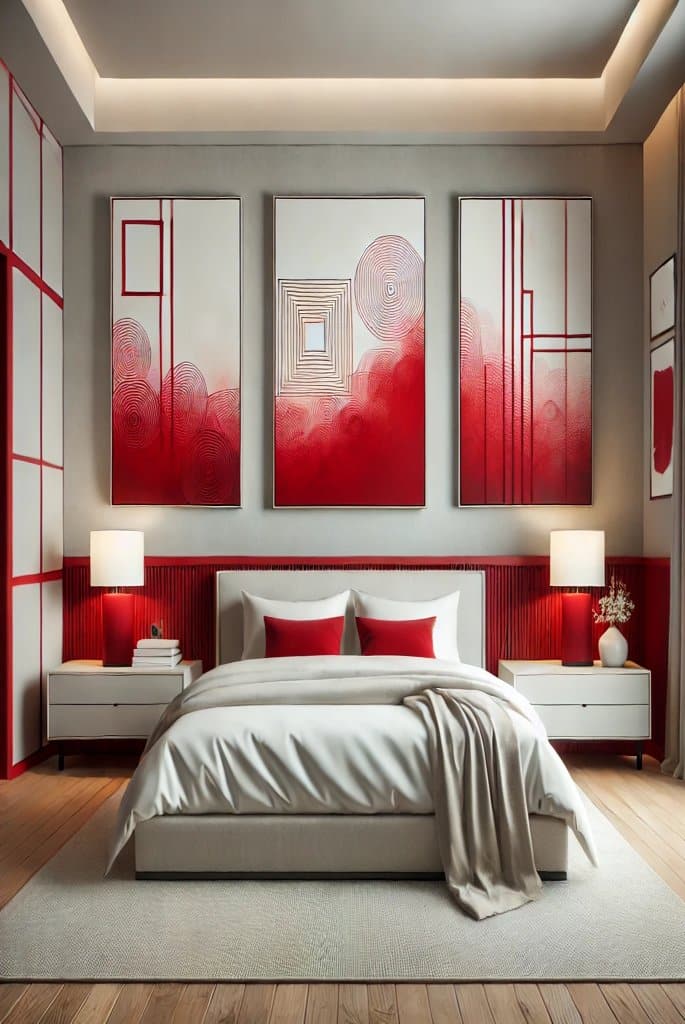 Red Artwork as a Focal Point