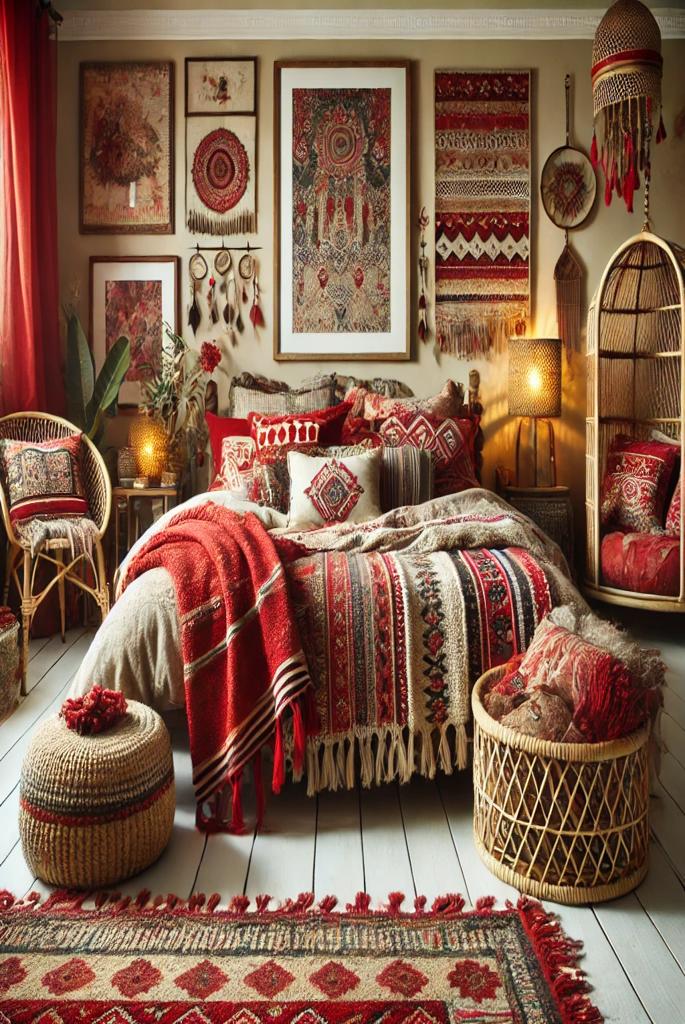 Red Boho Bedroom Decor