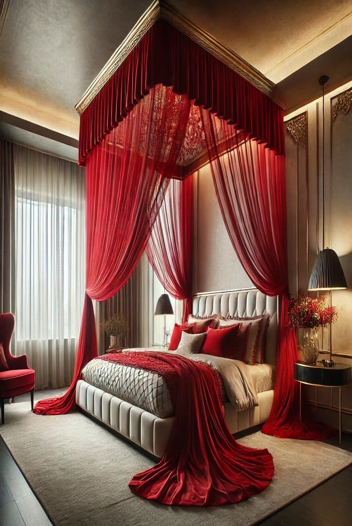 Red Canopy Bed