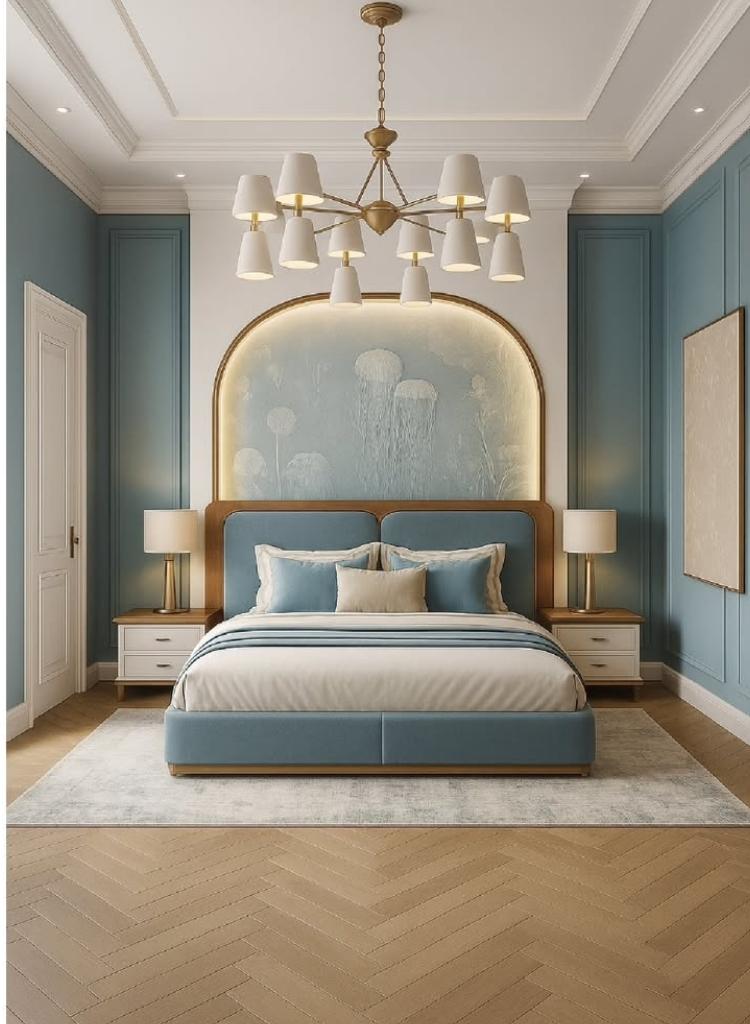 Regal Blue Elegance Bedroom