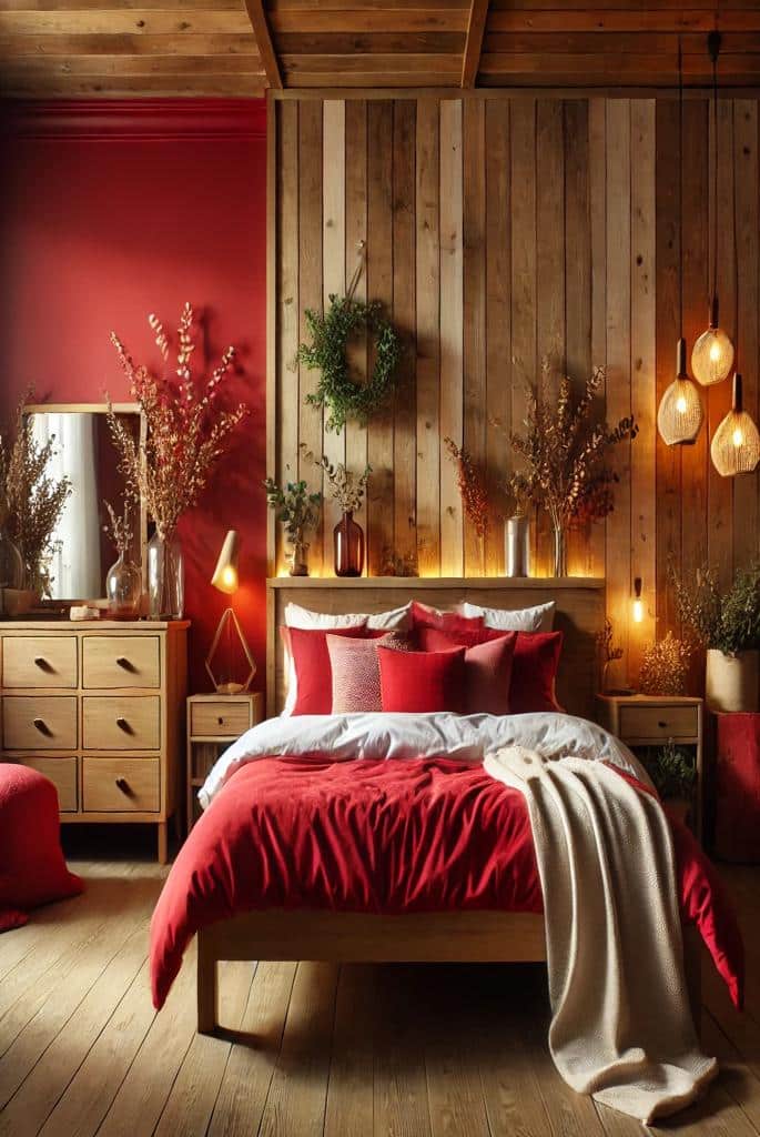 Rustic Charm with Red and Wood