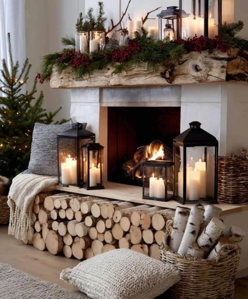 Rustic Fireplace Comfort Decor