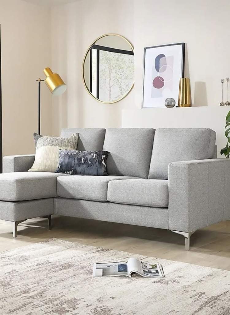 Sleek Gray Sectional with Gold Decor