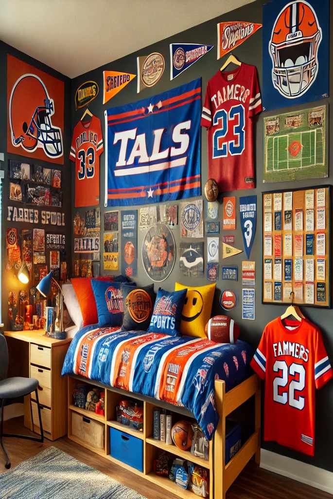 Sports-Inspired Theme for dorm room