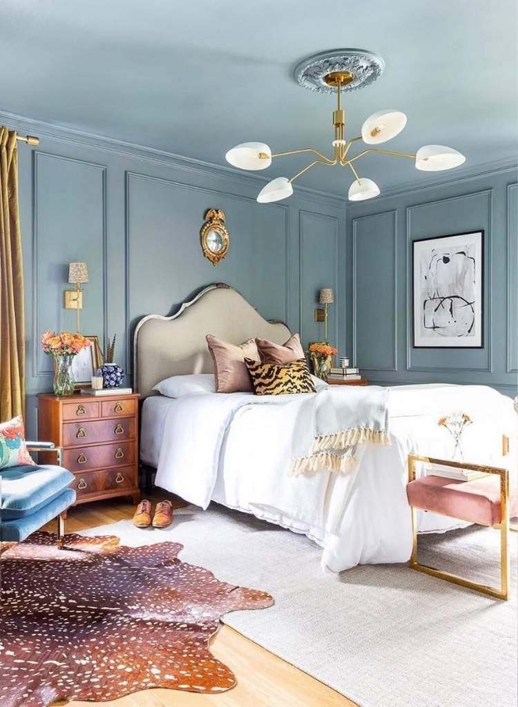 Vintage Glam Blue Bedroom