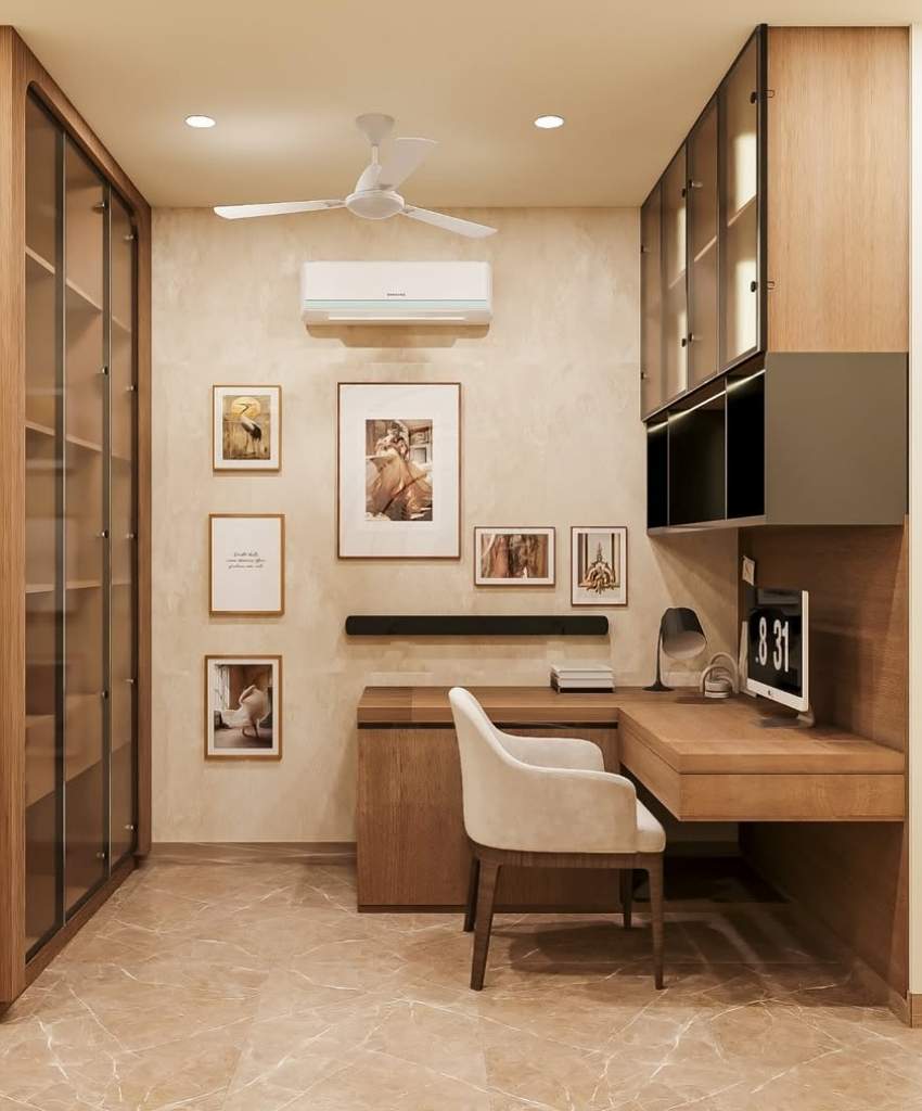Warm Neutral Home Office Design