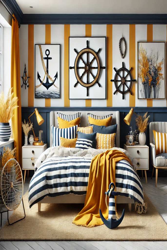 Yellow-Orange And Navy Nautical Theme