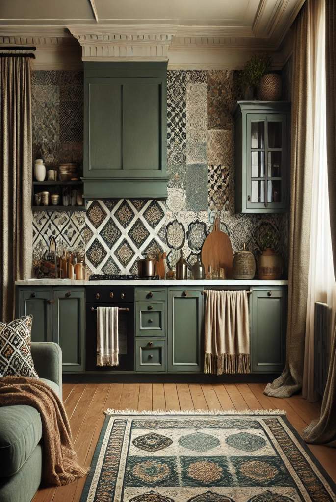 dark green backsplash