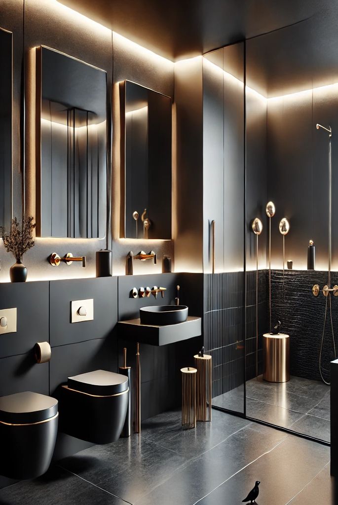 monochrome black bathroom