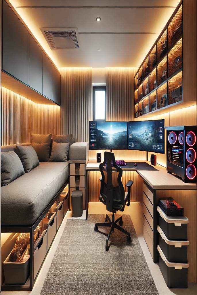 sleek desk design dorm room