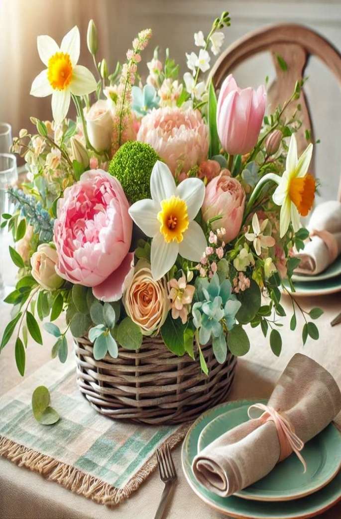 Floral Centerpiece with Pastel Blooms