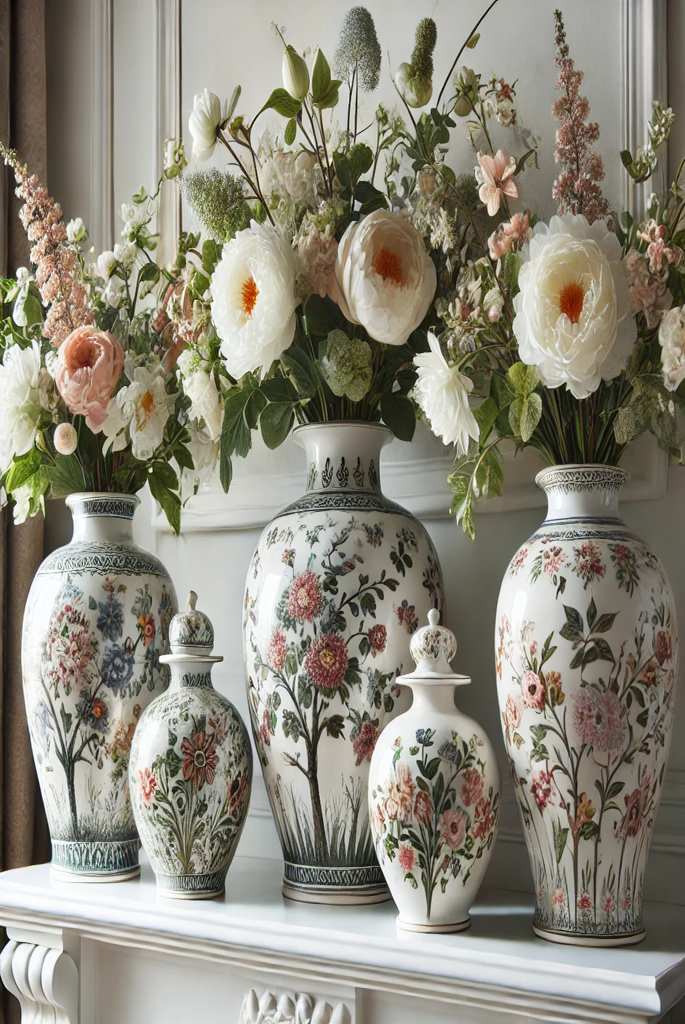 Floral-Printed Vases