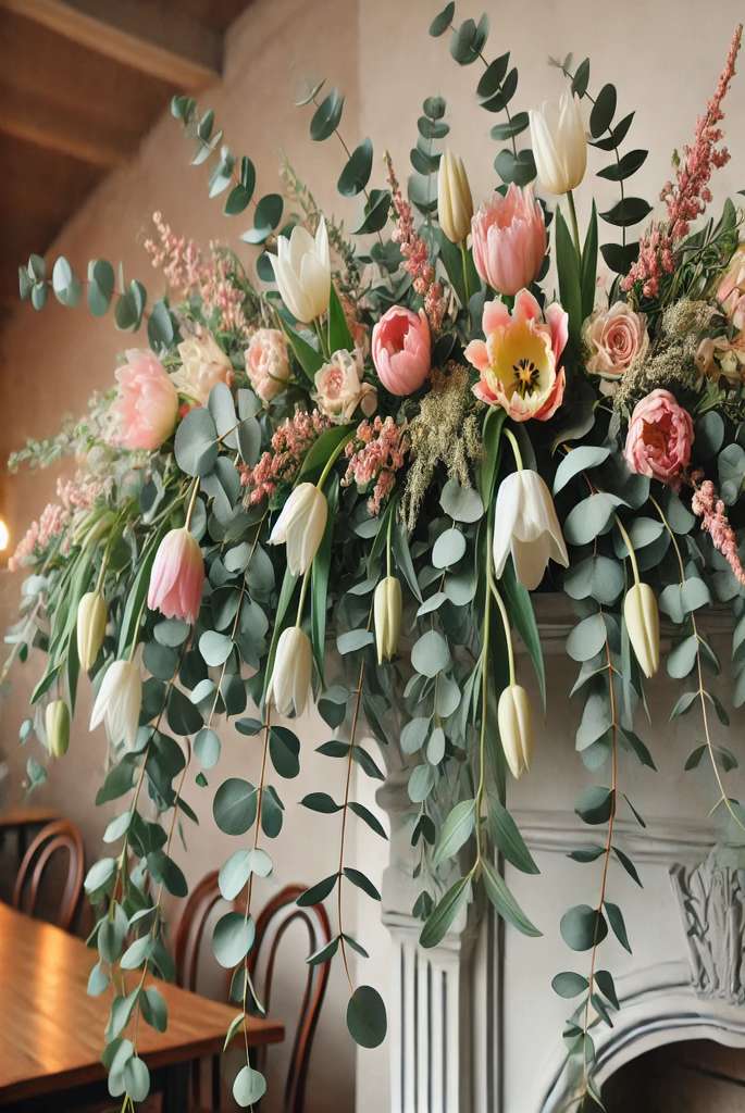 Tulips and Eucalyptus Garland