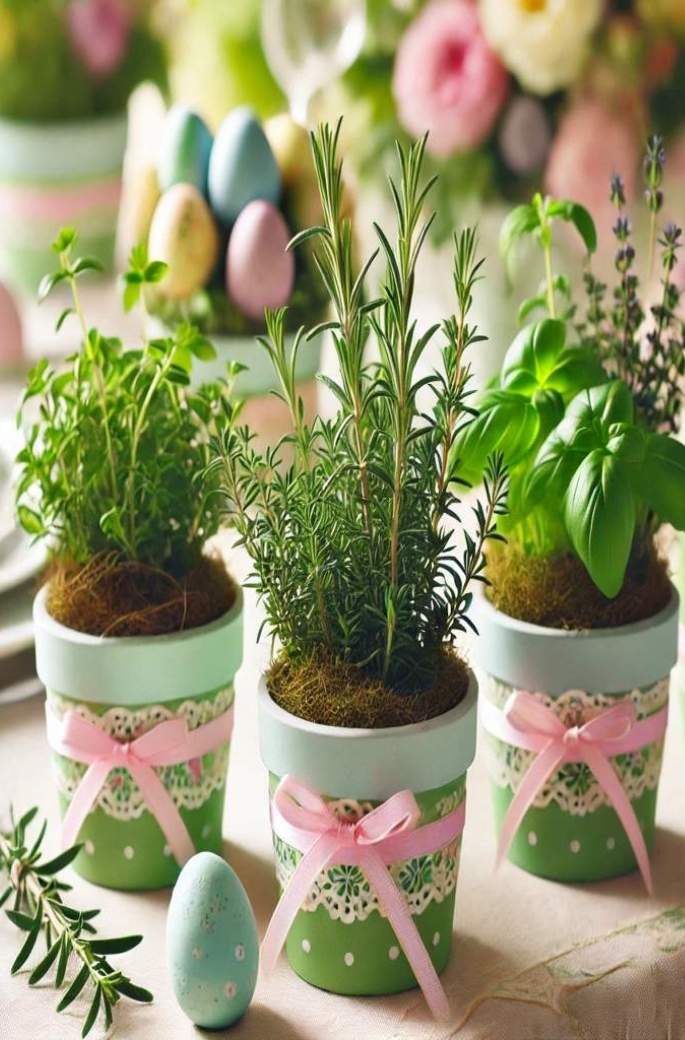 Fresh Herb Pots as Centerpieces