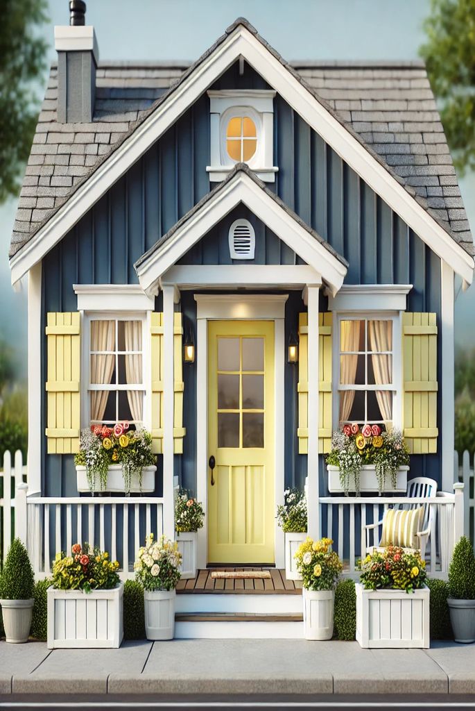 Cottage Style with Navy and Light Yellow Accents