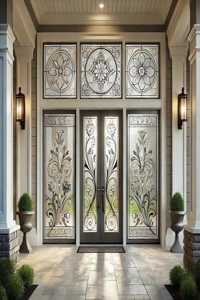 Double Doors with Decorative Glass Inserts