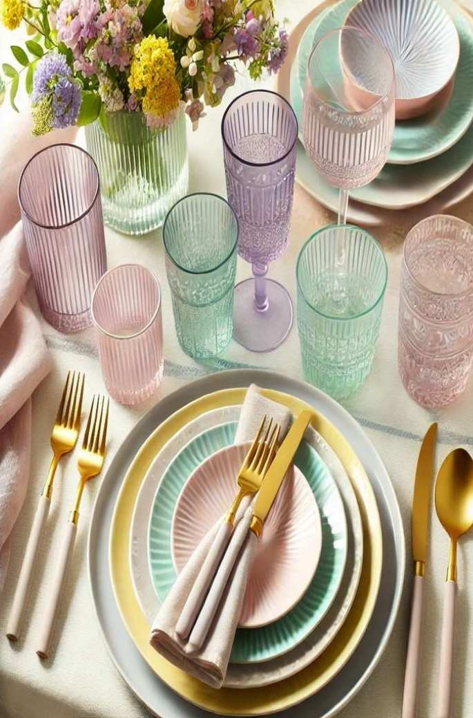 Pastel Glassware and Plates