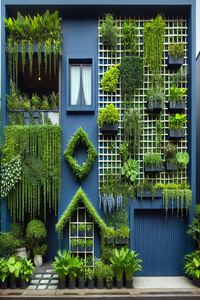 Navy Blue with Greenery and Vertical Gardens