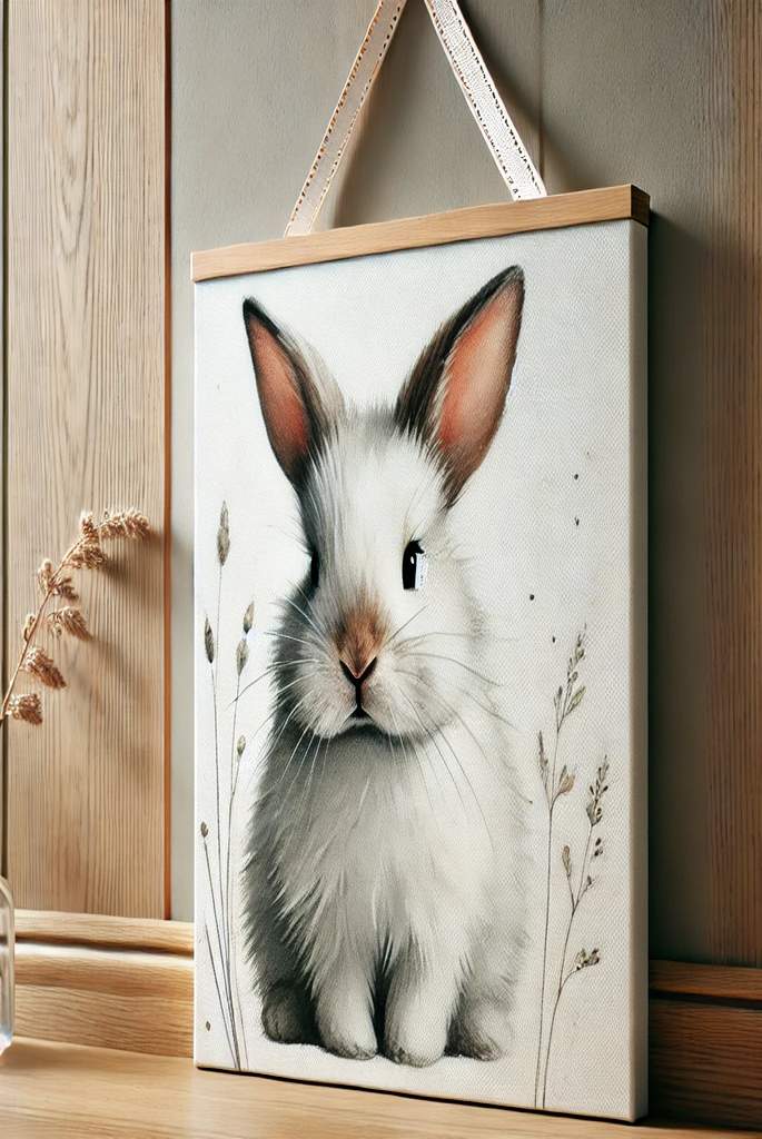 Watercolor Bunny Canvas Hanger