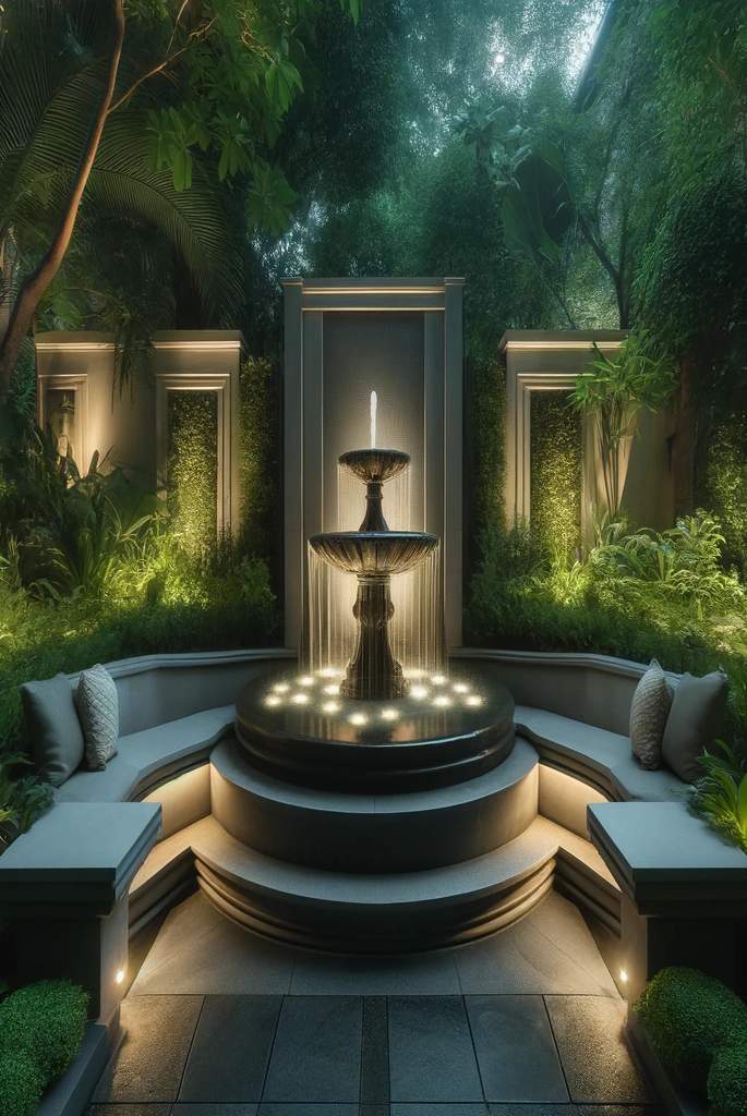 Elegant Water Fountain Sitting Spot