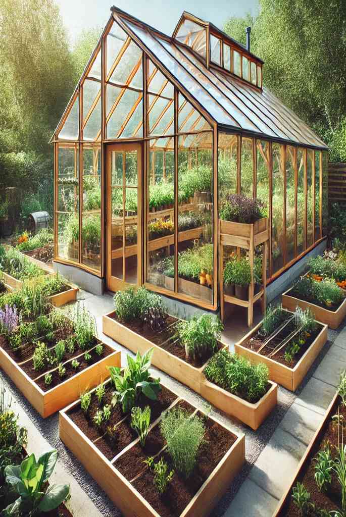 Greenhouse with Built-In Garden Bed