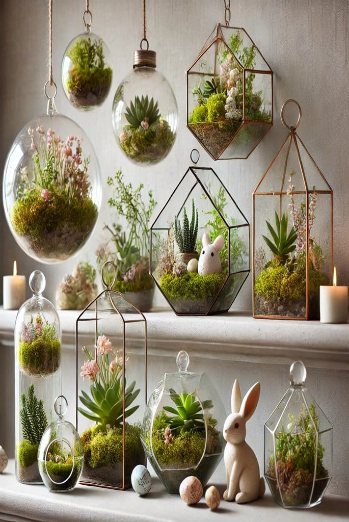 Mini Terrariums for a Nature-Inspired Mantel