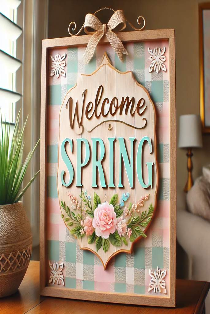 Pastel Plaid Welcome Sign