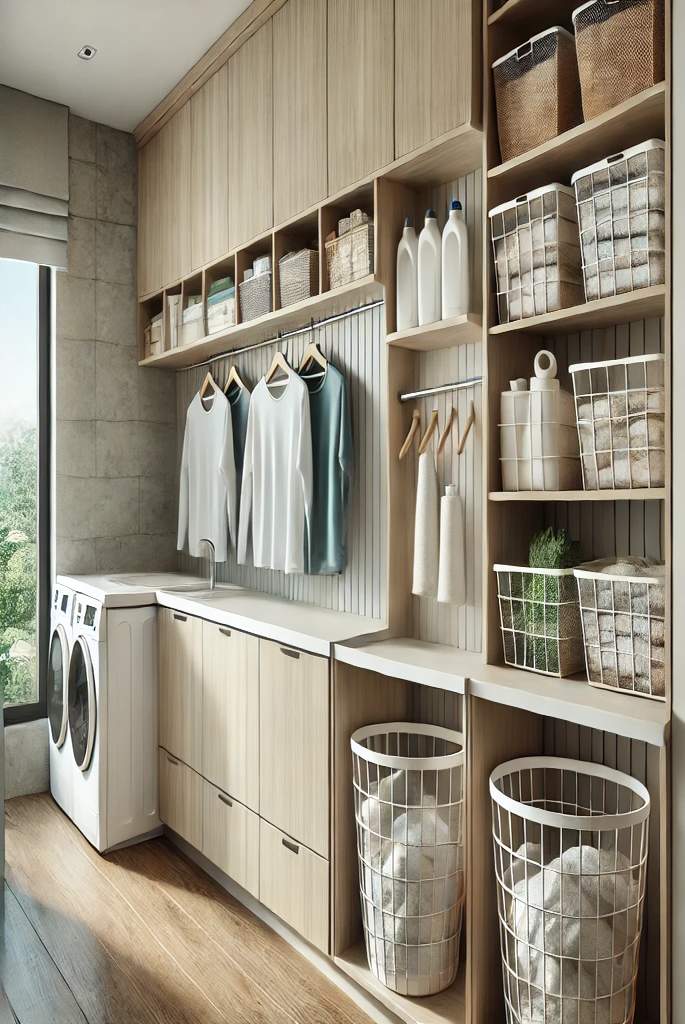 Built-in hampers with Shelving