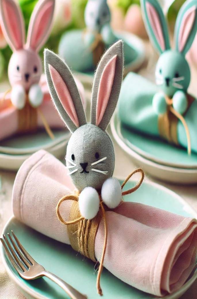 Bunny-themed napkin Rings