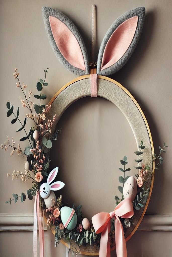 DIY Bunny Ears Hoop Wreath