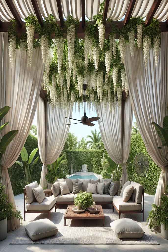 Pergola-Covered Lounge Area